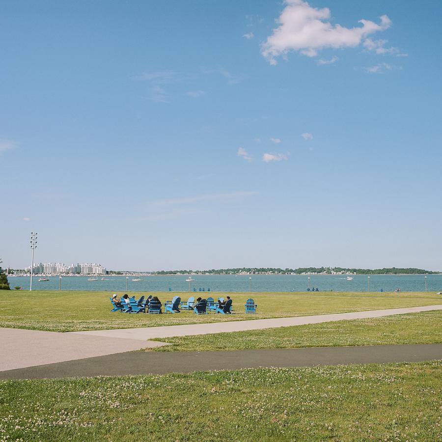 Campus lawn and harbor walk